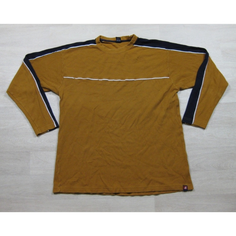 Vintage Y2K Ferruche Long Sleeve Shirt Men's (L) Ribbed Cut &‎ Sew Stripe Cotton